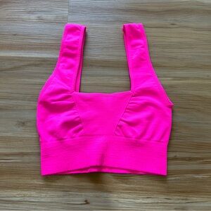 Free People Good Karma Square Neck Bra Hot Pink